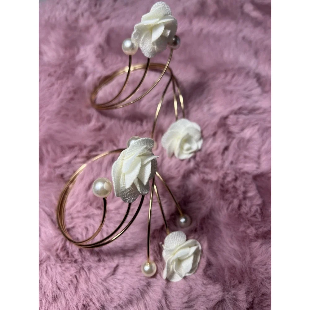 2 Pcs Handmade Red Rose With‎ Pearls Curtains Tiebacks,gold